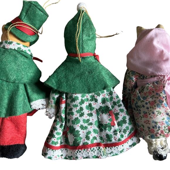 Vintage 1960s/70s 6" Porcelain Felt Ornaments Lot Of 3 - Handmade? - Picture 2 of 11